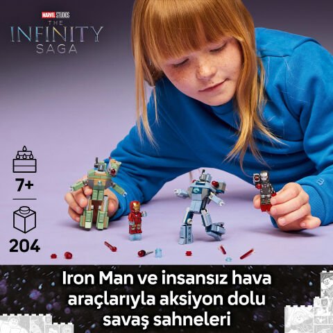 LEGO® ǀ Marvel Iron Man ve War Machine, Hammer İnsansız Hava Araçlarına Karşı Yapım Oyuncağı 76320