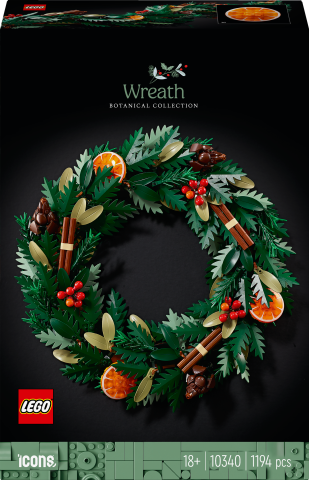 LEGO® Icons Çelenk Yapım Seti, Yılbaşı Temalı Dekoratif Ev Süsü 10340