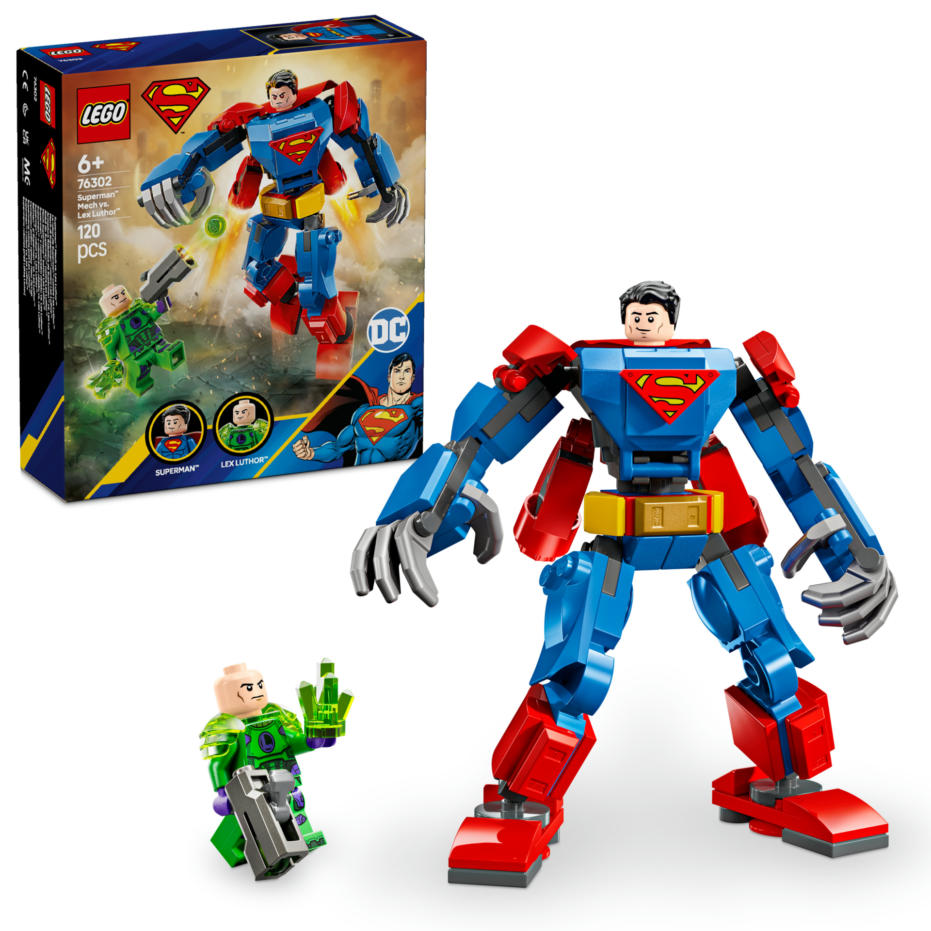 LEGO® DC Superman™ Robotu, Lex Luthor™’a Karşı Süper Kahraman Oyuncak Figürü 76302