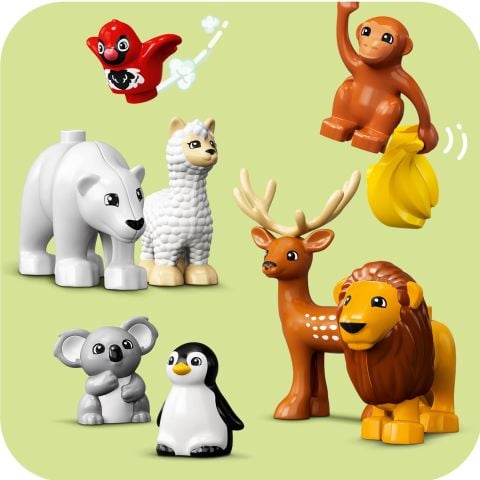LEGO® DUPLO® Vahşi Dünya Hayvanları 10975 - 2 Yaş ve Üzeri Çocuklar için Vahşi Hayvan Oyuncak Yapım Seti (142 Parça)