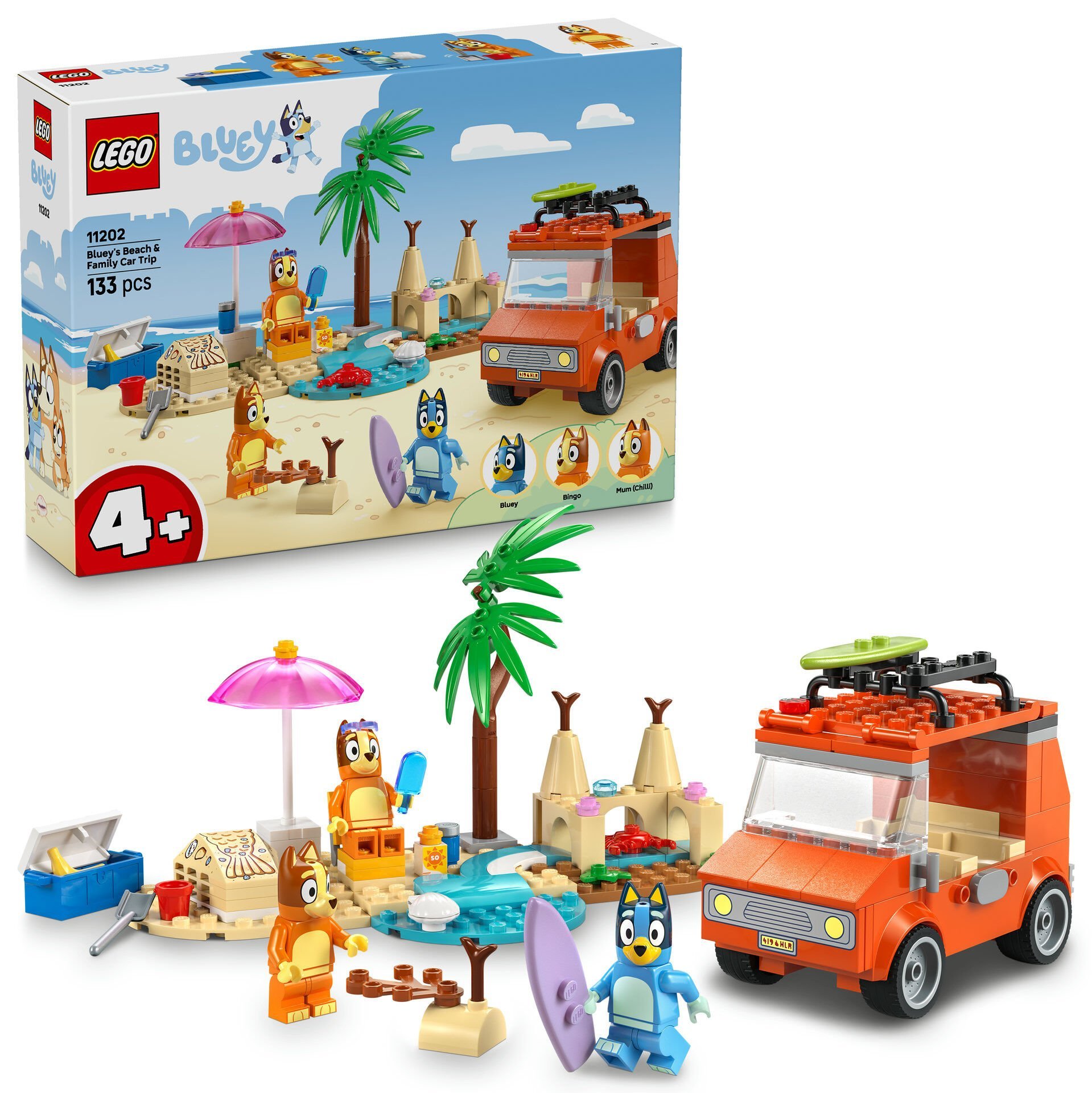 LEGO® Bluey: Bluey’nin Ailece Plaj Gezisi, Okul Öncesi Oyuncak Yapım Seti 11202