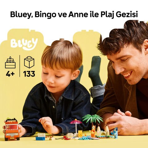 LEGO® Bluey: Bluey’nin Ailece Plaj Gezisi, Okul Öncesi Oyuncak Yapım Seti 11202