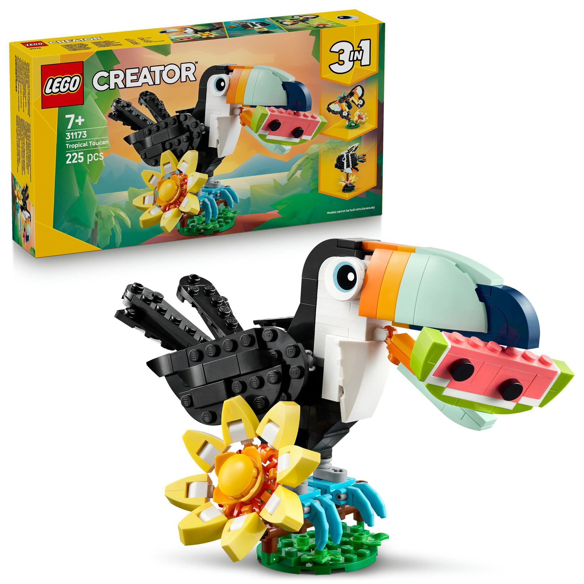 LEGO® Creator 3'ü 1 Arada Vahşi Hayvanlar: Tropikal Tukan Kuşu Figürü Oyun Seti 31173
