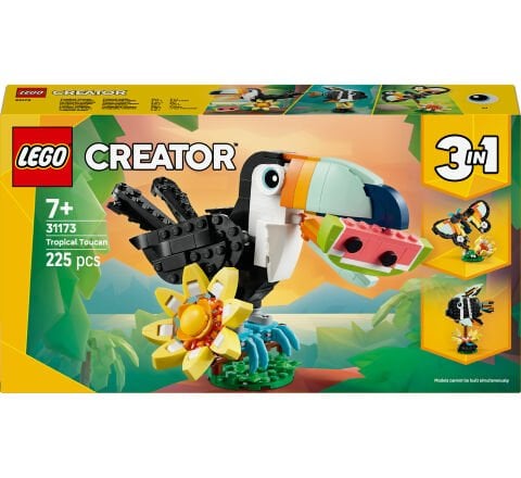 LEGO® Creator 3'ü 1 Arada Vahşi Hayvanlar: Tropikal Tukan Kuşu Figürü Oyun Seti 31173