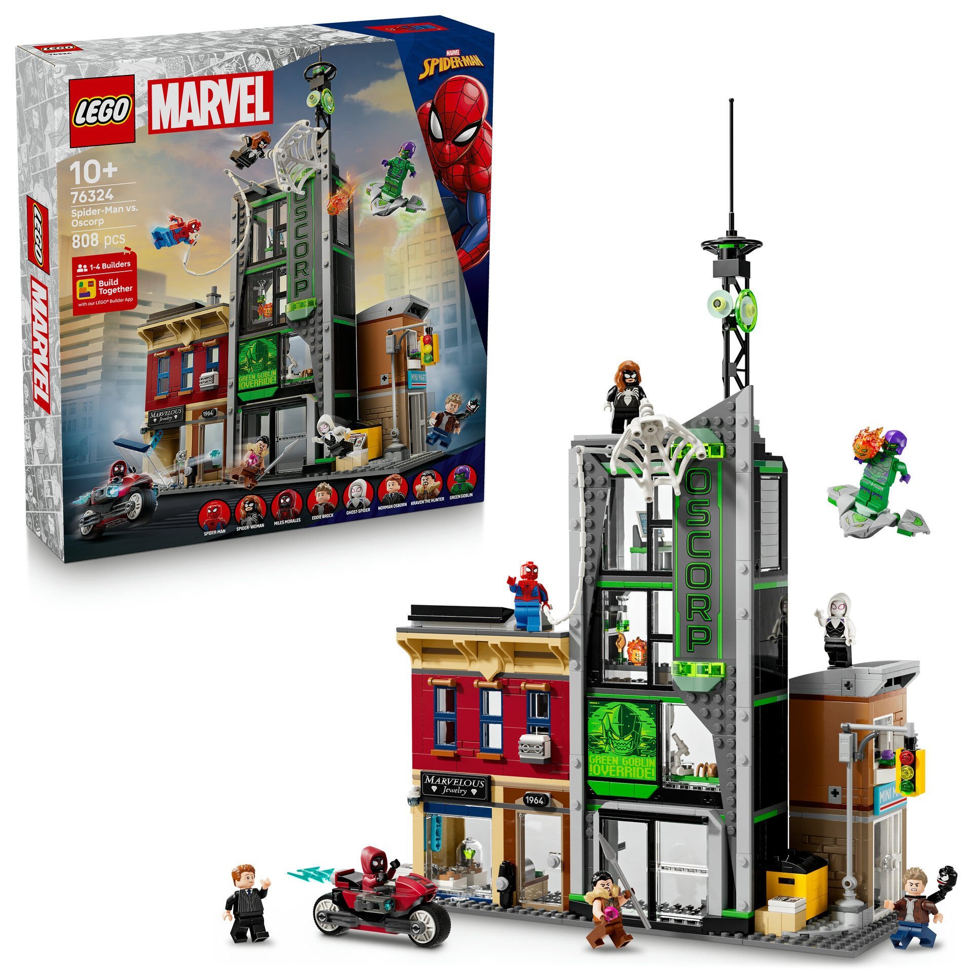 LEGO® ǀ Marvel Örümcek Adam, Oscorp'a Karşı, Süper Kahraman Yapım Seti 76324