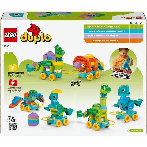 LEGO® DUPLO® Kasabası 3’ü 1 Arada Tekerlekli Dinozorlar Oyunla Öğreten Küçük Çocuk Oyuncağı 10451