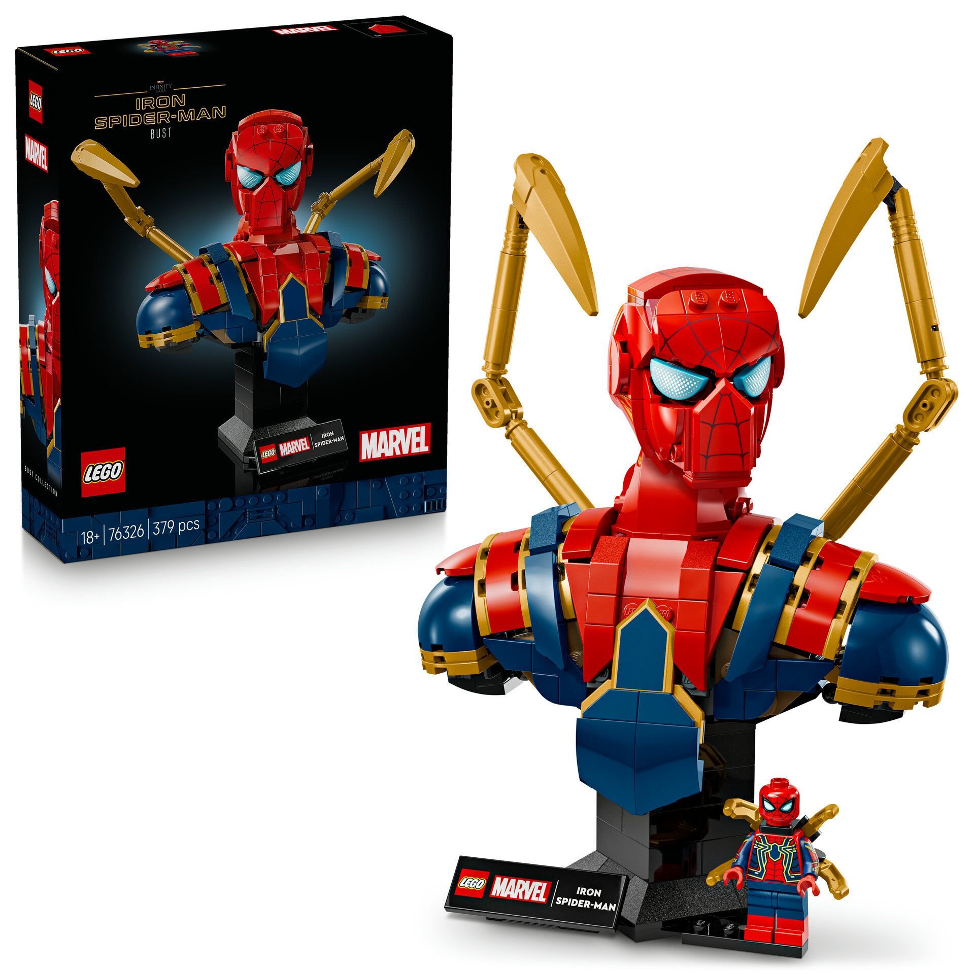LEGO® ǀ Marvel Iron Örümcek Adam Büstü Yetişkinler için Koleksiyonluk Yapım Seti 76326
