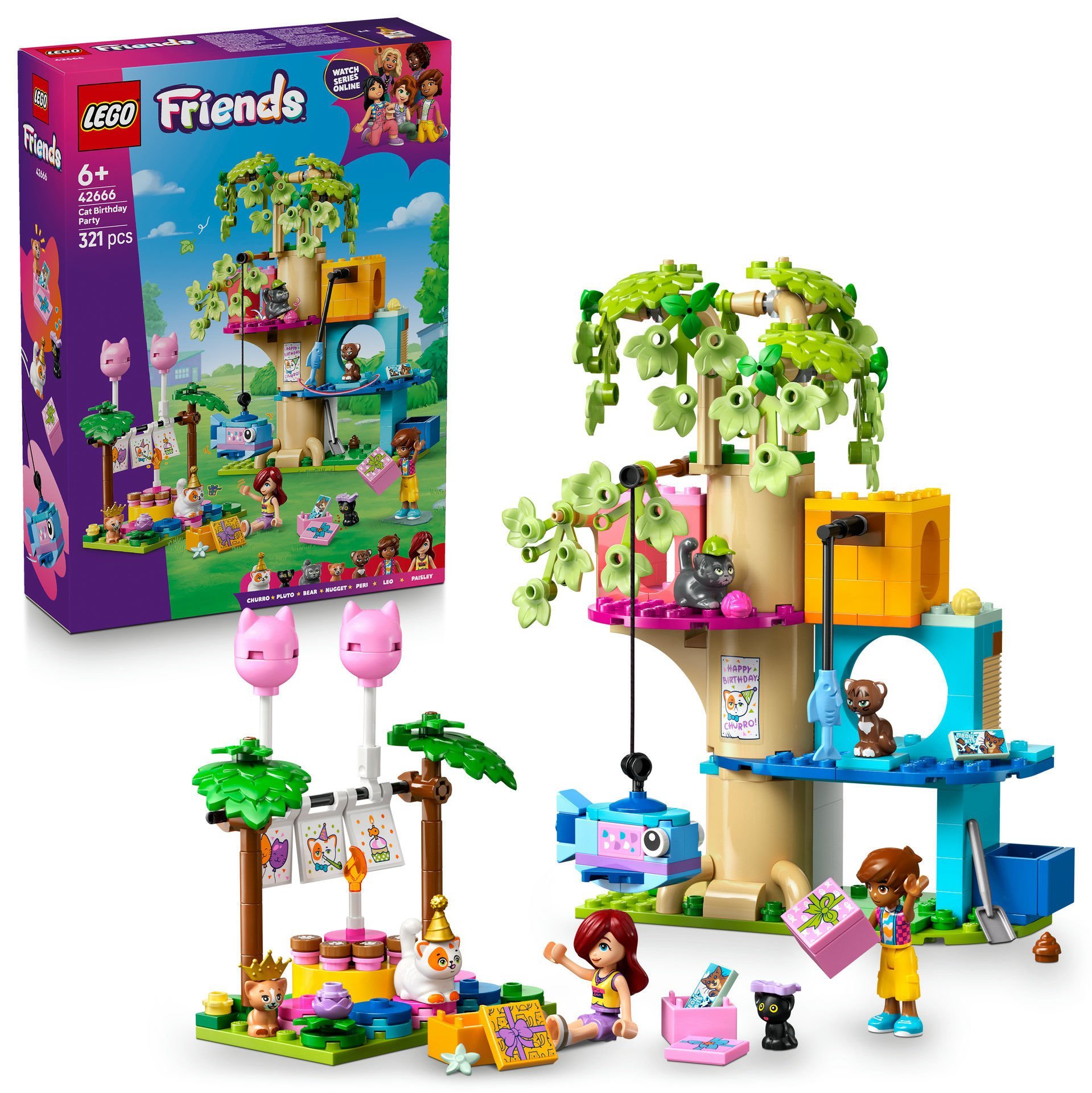 LEGO® Friends Kedi Doğum Günü Partisi ve Ağaç Ev Oyuncak Yapım Seti 42666