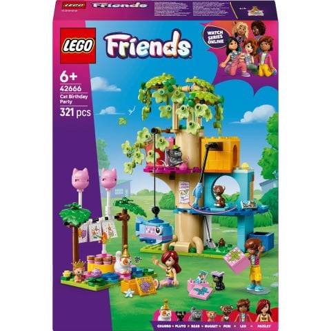 LEGO® Friends Kedi Doğum Günü Partisi ve Ağaç Ev Oyuncak Yapım Seti 42666