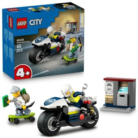LEGO® City Polis Motosikleti Takibi, 4 Yaş ve Üzeri Çocuklar için Oyuncak Motosiklet Yapım Seti 60455