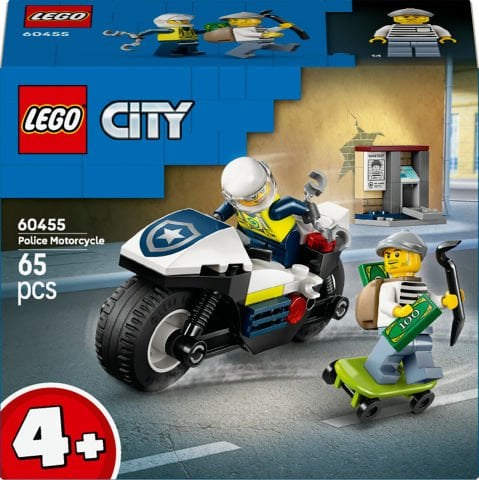 LEGO® City Polis Motosikleti Takibi, 4 Yaş ve Üzeri Çocuklar için Oyuncak Motosiklet Yapım Seti 60455