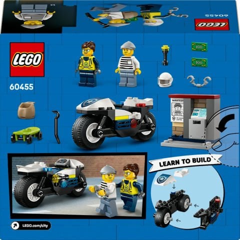 LEGO® City Polis Motosikleti Takibi, 4 Yaş ve Üzeri Çocuklar için Oyuncak Motosiklet Yapım Seti 60455