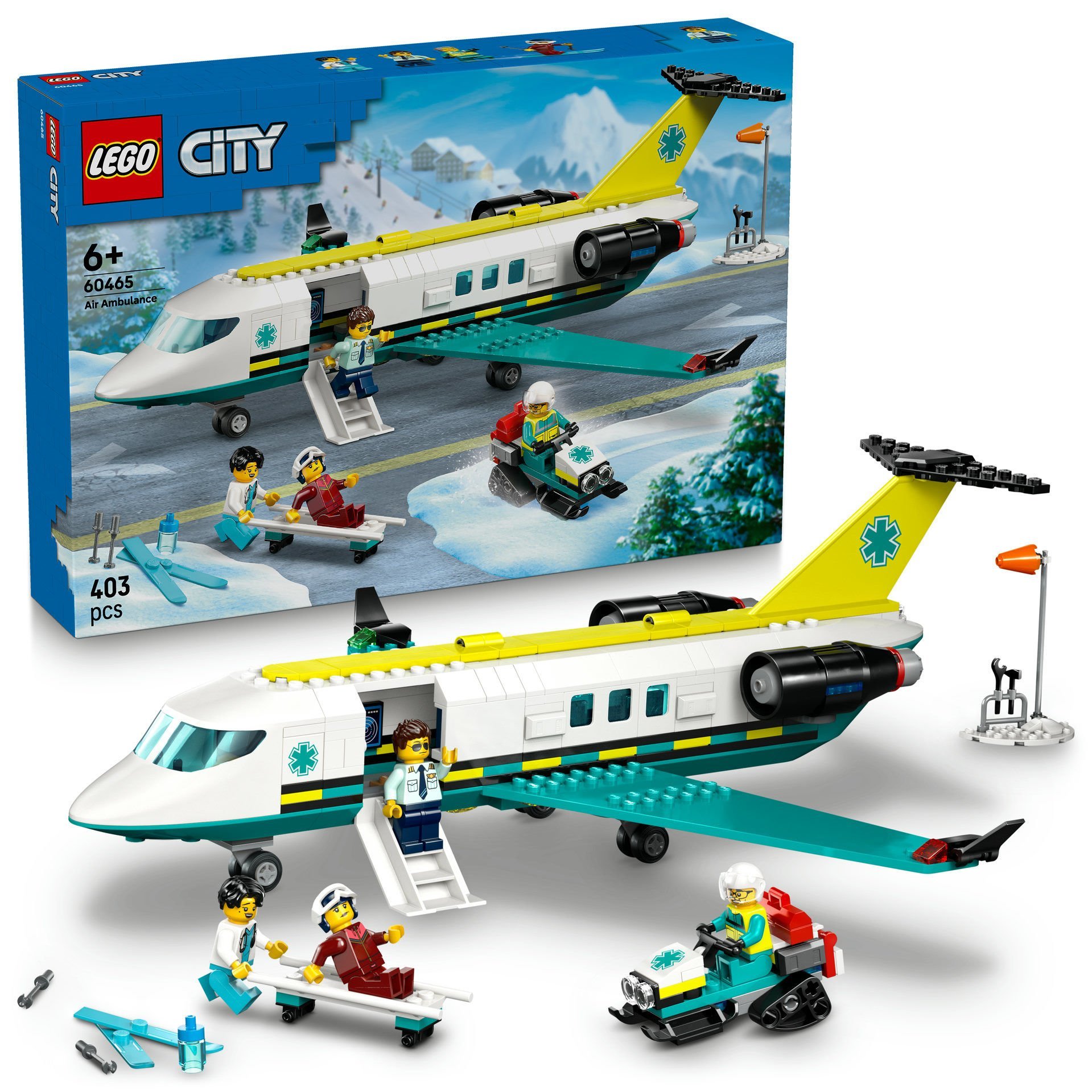 LEGO® City Acil Hava Ambulans Uçağı ve Oyuncak Uçak Yapım Seti 60465