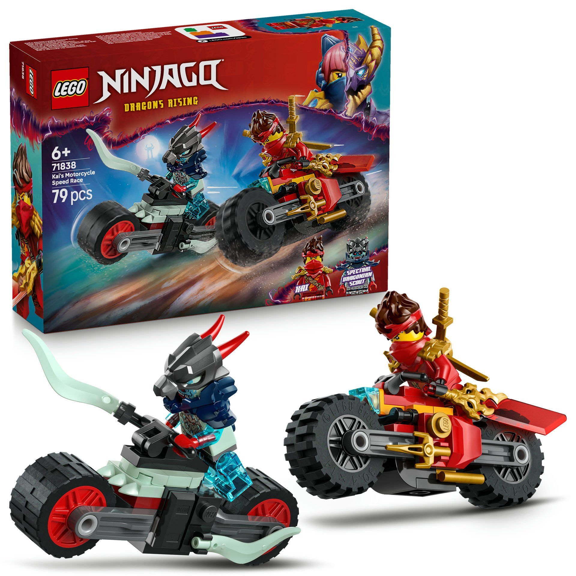 LEGO® NINJAGO® Kai’nin Motosiklet Hız Yarışı 2 Ninja Motosikletli Oyun Seti 71838