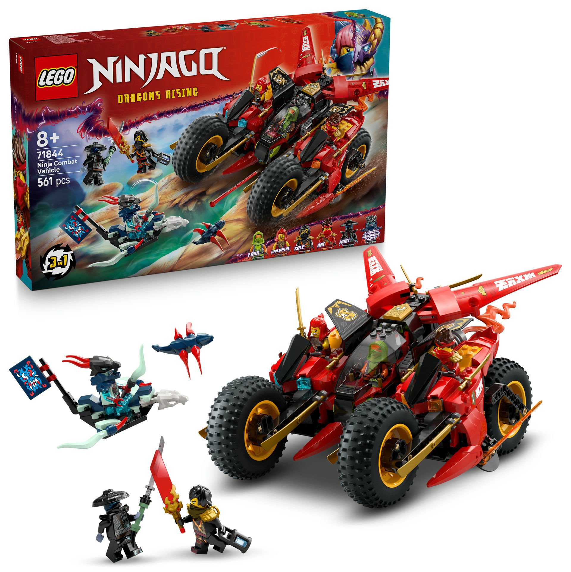 7様 LEGO® NINJAGO® Ninja Savaş Aracı 3'ü 1 Arada Oyuncak Yapım Seti 71844