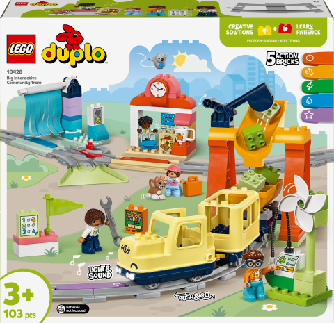 LEGO DUPLO® Town Büyük İnteraktif Mahalle Treni 10428 - 3 Yaş ve Üzeri Çocuklar için Eğitici Oyuncak Yapım Seti (103 Parça)