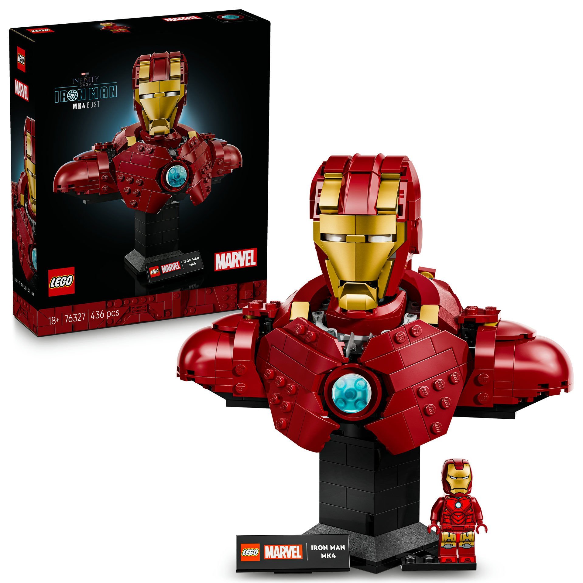 LEGO® ǀ Marvel Iron Man MK4 Büstü, Yetişkinler için Minifigürlü İnşa Edilebilen Model 76327