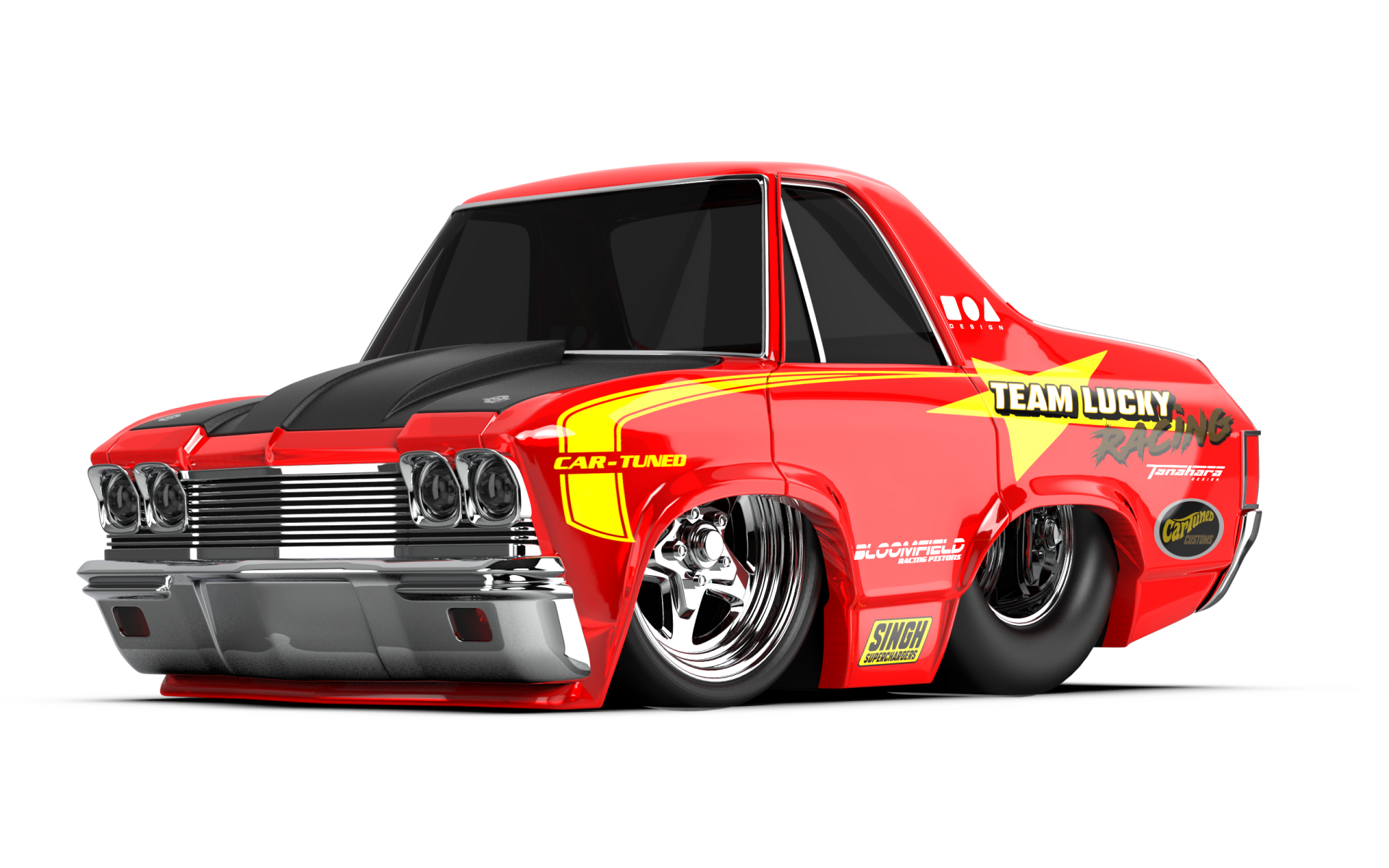CarTuned S2 1968 Chevy El Camino - Kırmızı Pro Street Araba