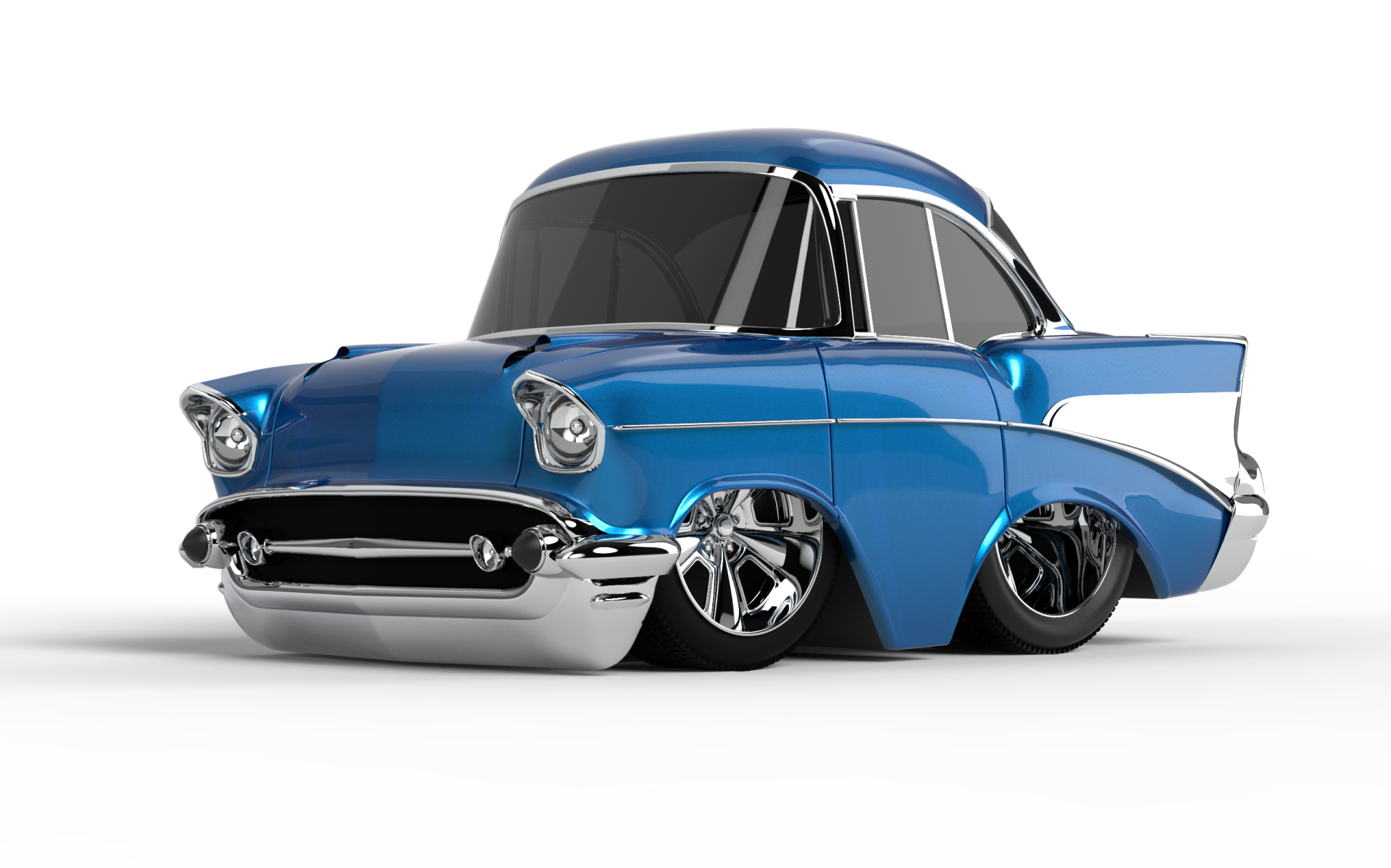 CarTuned S2 1957 Chevy Bel Air - Mavi Custom Araba