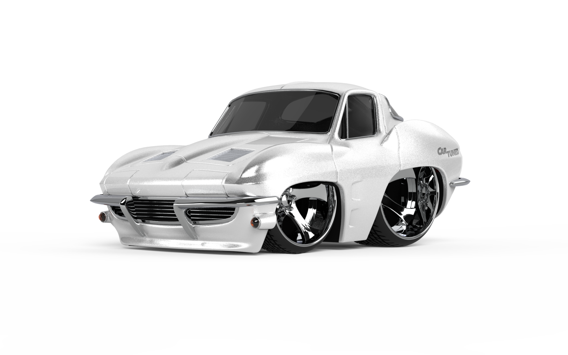 CarTuned S2 1963 Chevy Corvette Stingray - Beyaz Muscle Araba
