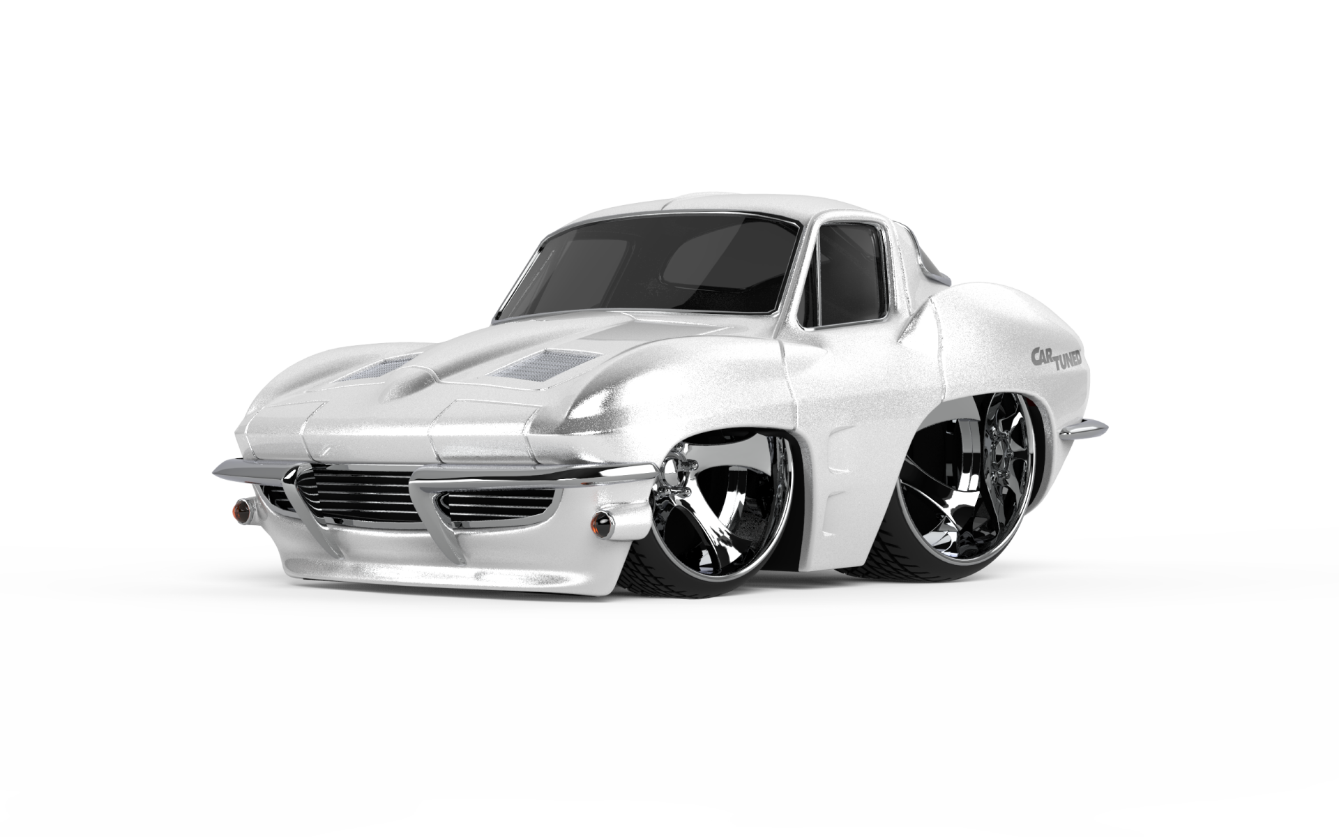 CarTuned S2 1963 Chevy Corvette Stingray - Beyaz Muscle Araba