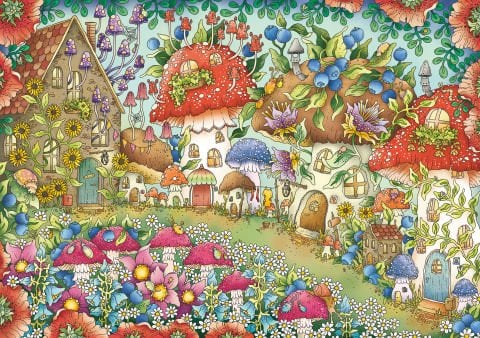 1000p Puzzle Çiçekli Mantar Evler