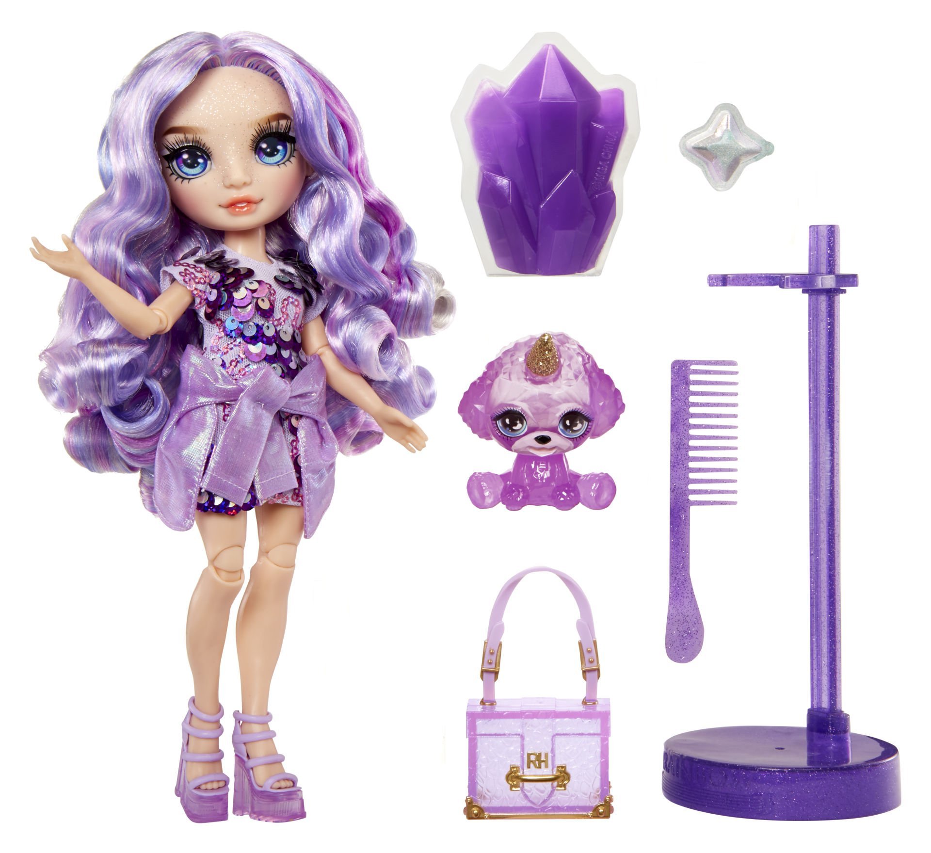Rainbow High Violet - Parlak Slime ve Evcil Hayvan Serisi Bebeği