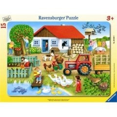 Ravensburger 15 Parçalı Büyük Çerçeveli Puzzle Was Gehort Wohin-060207