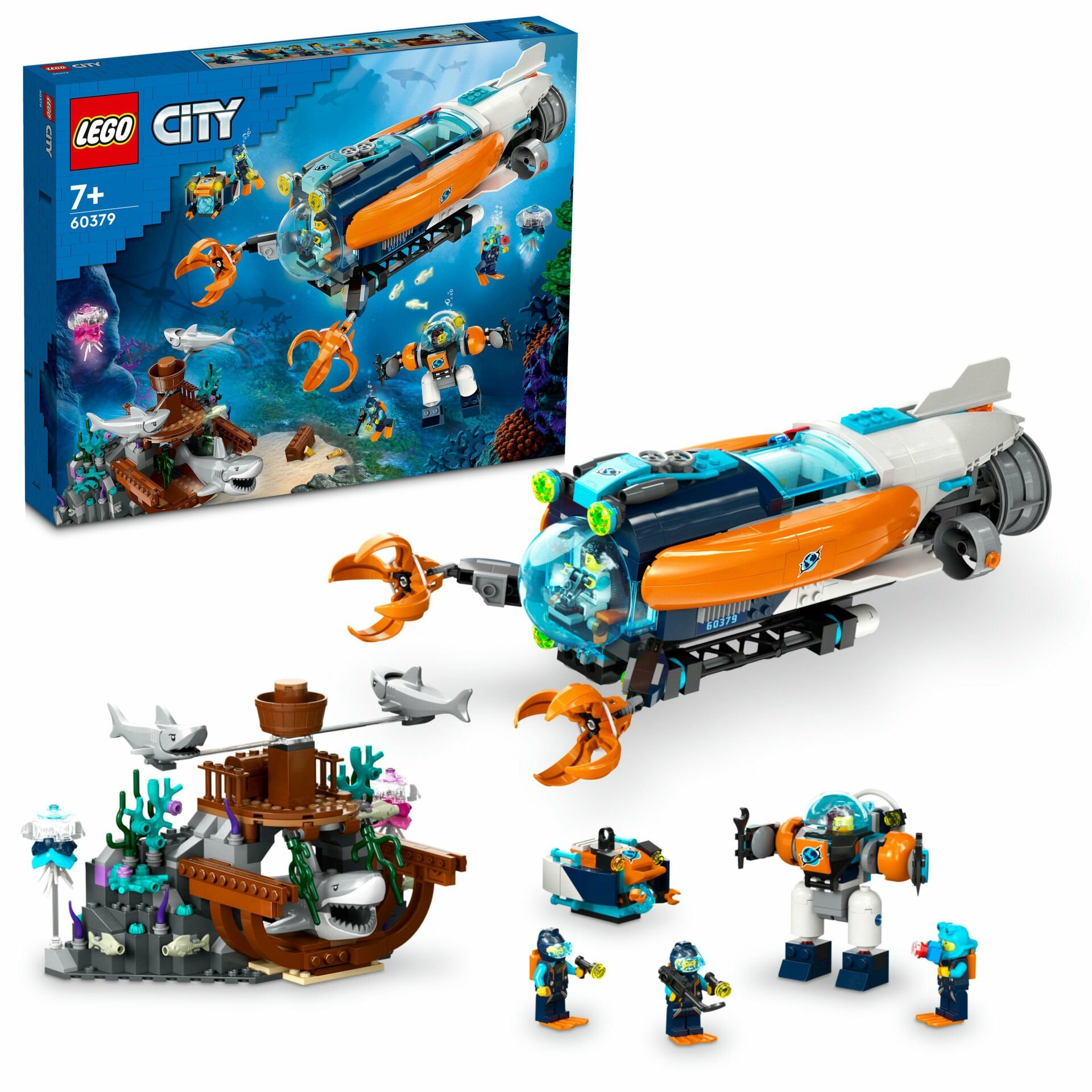 LEGO® City Derin Deniz Keşif Denizaltısı 60379 Oyuncak Yapım Seti (842 Parça)
