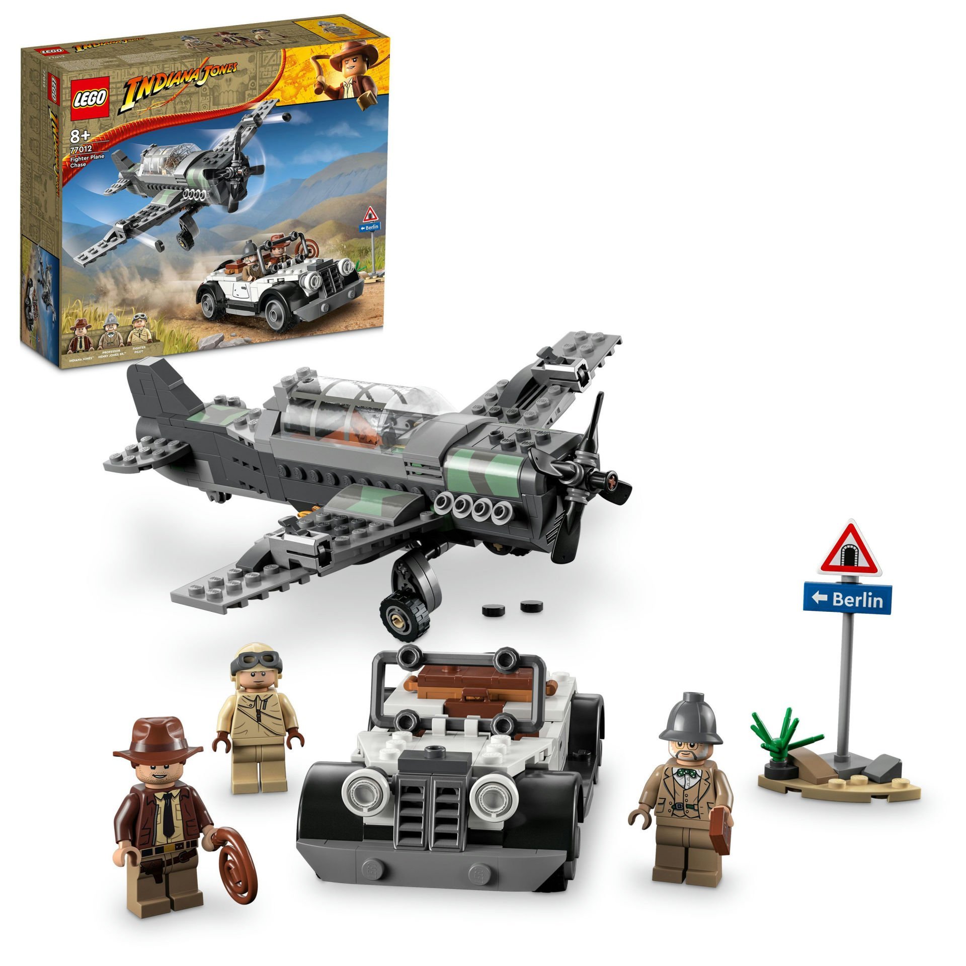 LEGO® Indiana Jones™ Avcı Uçağı Takibi 77012 - İnşa Edilebilen Araba ve Uçak Modelleri ile 3 Minifigür İçeren Yaratıcı Oyuncak Yapım Seti (387 Parça)