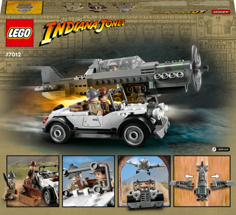 LEGO® Indiana Jones™ Avcı Uçağı Takibi 77012 - İnşa Edilebilen Araba ve Uçak Modelleri ile 3 Minifigür İçeren Yaratıcı Oyuncak Yapım Seti (387 Parça)