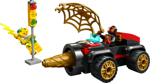 LEGO® 4+ Döner Burgulu Araç 10 Örümcek Adam Arabası, Miles Morales ve Electro Minifigürleri İçeren Yaratıcı Oyuncak Yapım Seti (58 Parça)