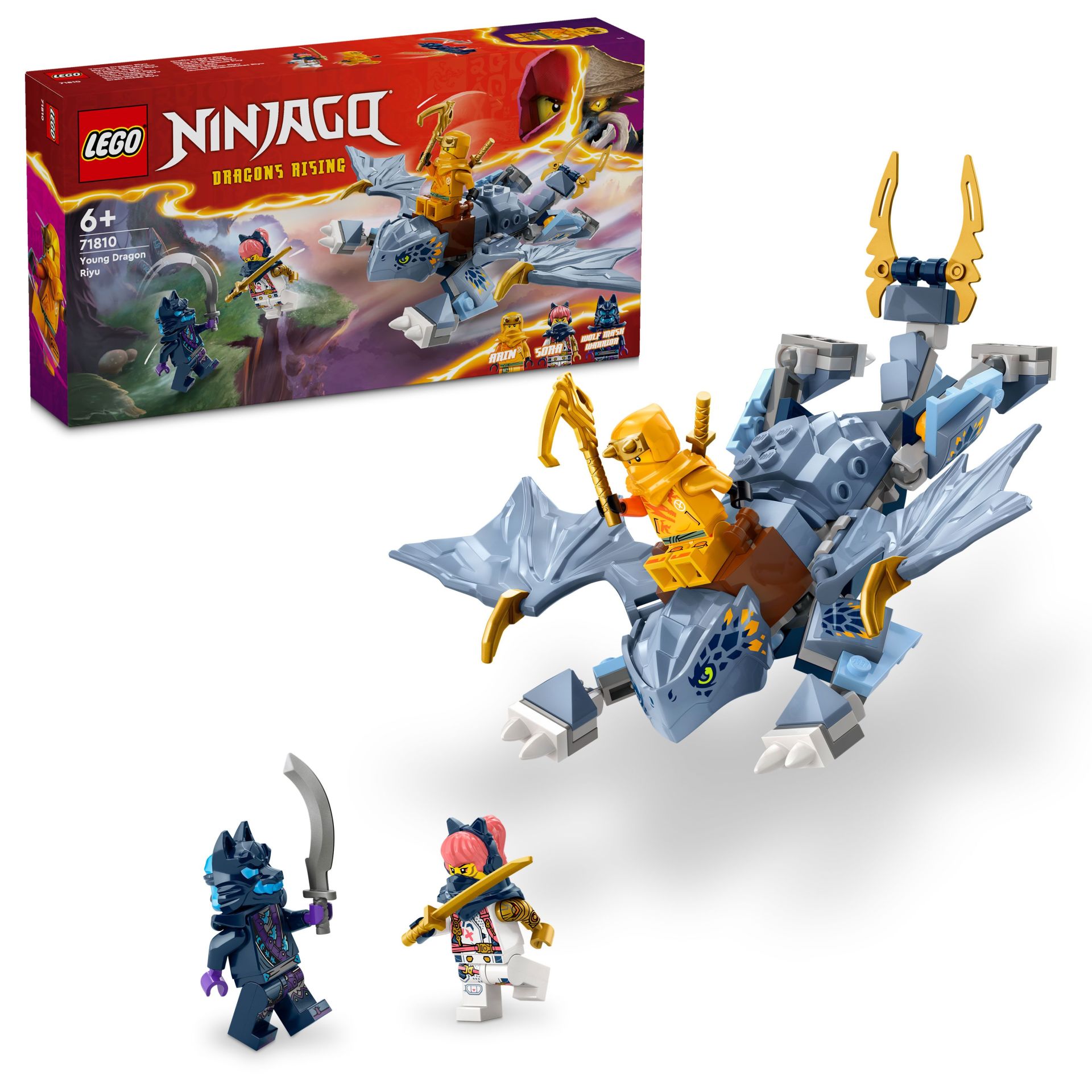 LEGO® NINJAGO® Genç Ejderha Riyu 71810 -3 Ninja Minifigürü İçeren Yaratıcı Oyuncak Yapım Seti (132 Parça)