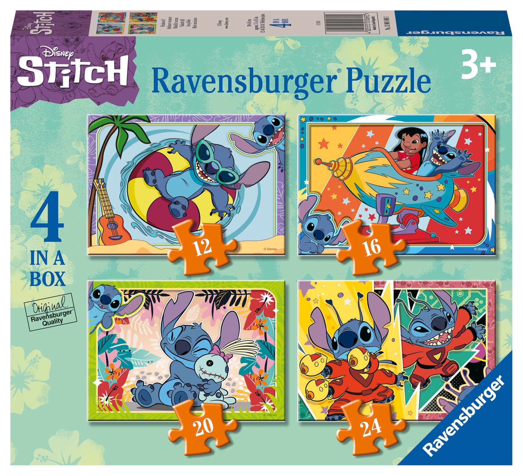 4 Puzzle Tek Kutuda Disney Stitch 12/16/20/24