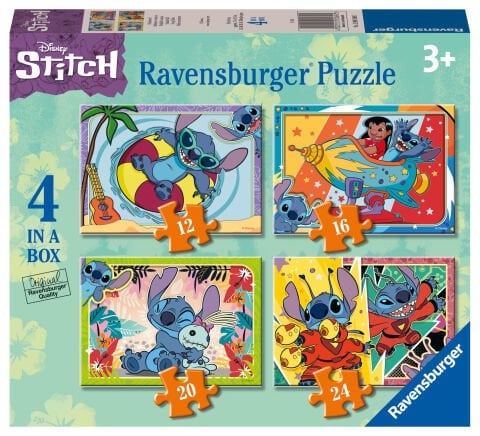 4 Puzzle Tek Kutuda Disney Stitch 12/16/20/24