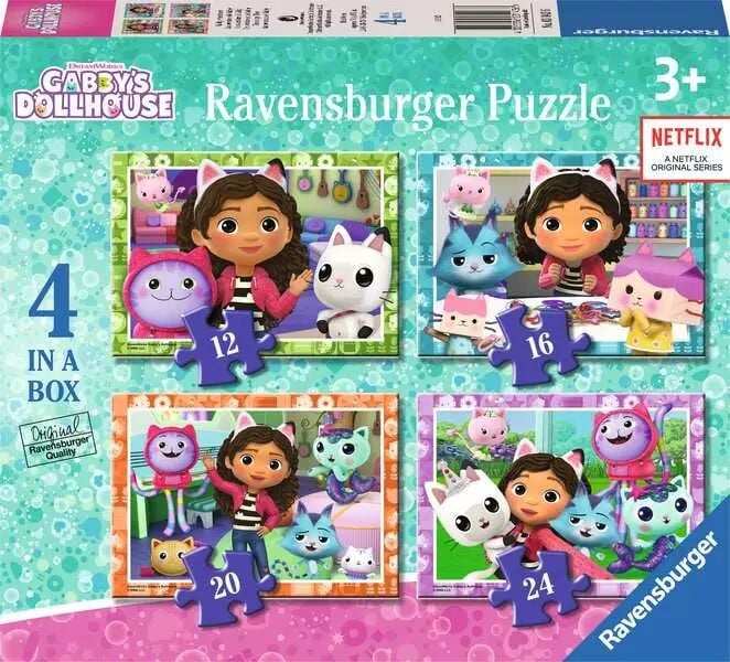 4 Puzzle Tek Kutuda Gabby's Dollhouse 12/16/20/24