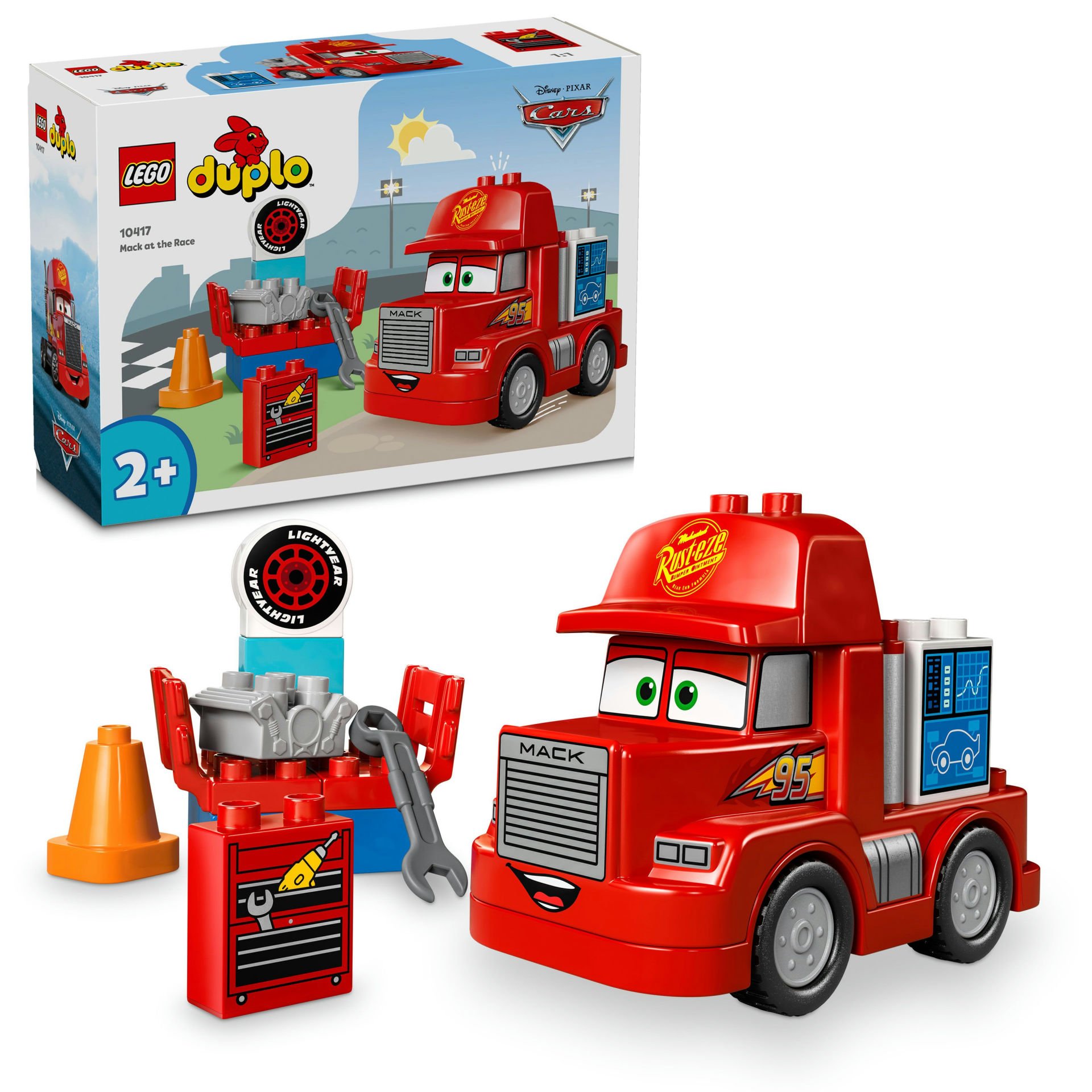 LEGO® DUPLO® | Disney ve Pixar Arabalar Mack Yarışta 10417 - 2 Yaş ve Üzeri Çocuklar için Eğitici Oyuncak Yapım Seti (14 Parça)
