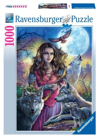 1000 Parçalı Puzzle Kurtlarla Kadın