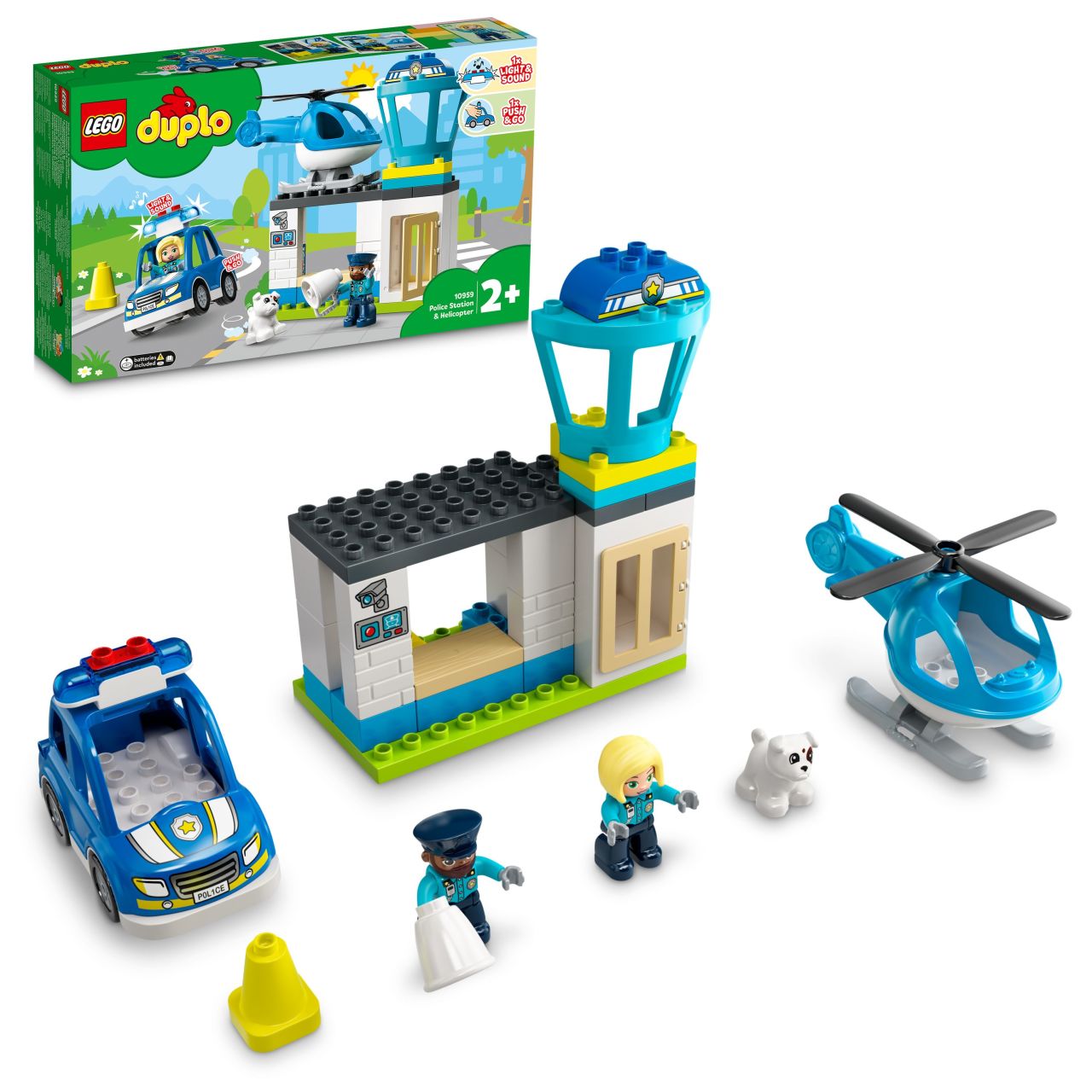 LEGO® DUPLO® Kurtarma Polis Merkezi ve Helikopter 10959 - 2 Yaş ve Üzeri için Polis Arabası ve Helikopter İçeren Oyuncak Yapım Seti