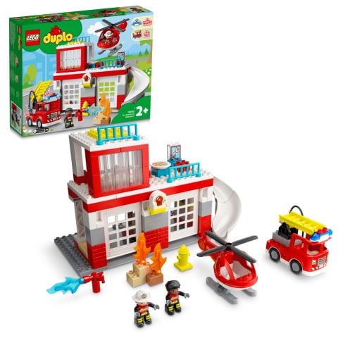 LEGO® DUPLO® Kurtarma İtfaiye Merkezi ve Helikopter 10970 - 2 Yaş ve Üzeri için İtfaiye Kamyonu ve Helikopter İçeren Oyuncak Yapım Seti