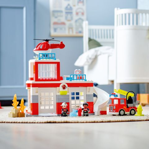 LEGO® DUPLO® Kurtarma İtfaiye Merkezi ve Helikopter 10970 - 2 Yaş ve Üzeri için İtfaiye Kamyonu ve Helikopter İçeren Oyuncak Yapım Seti