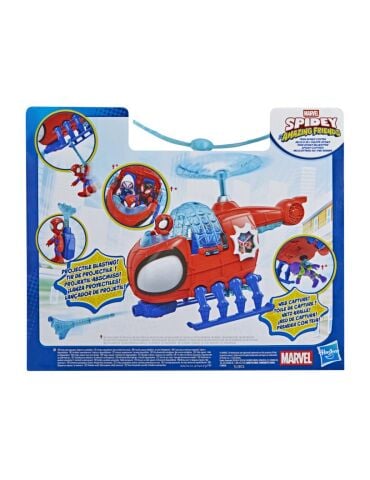 Marvel Spidey and His Amazing Friends Team Spidey Copter, 7,6 cm Oyuncak Araçlı Aksiyon Figürü