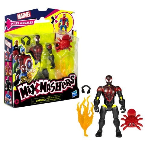 MixMashers Marvel Miles Morales Spider-Man Karıştır ve Eşleştir Aksiyon Figürü ve Aksesuarları