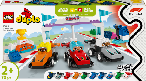 LEGO® DUPLO® Kasabası F1® Takımı Yarış Arabaları ve Sürücüler Ailece Eğlence için Yapım Oyuncağı 10445