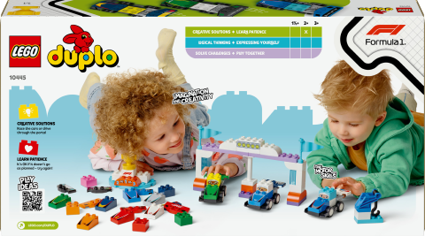 LEGO® DUPLO® Kasabası F1® Takımı Yarış Arabaları ve Sürücüler Ailece Eğlence için Yapım Oyuncağı 10445