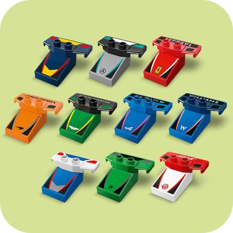LEGO® DUPLO® Kasabası F1® Takımı Yarış Arabaları ve Sürücüler Ailece Eğlence için Yapım Oyuncağı 10445