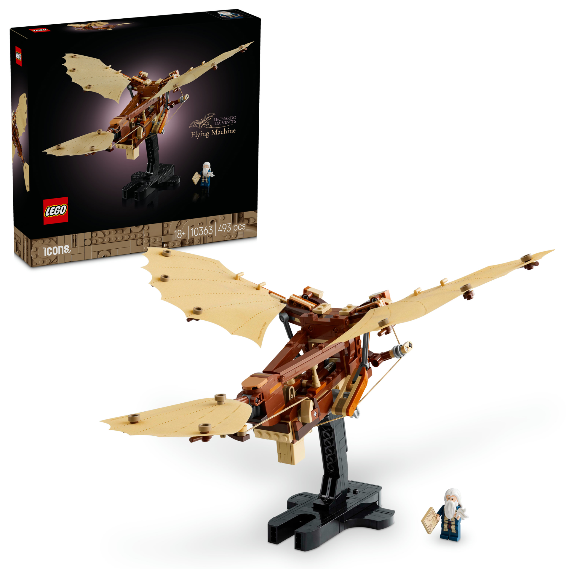 LEGO® Icons Leonardo da Vinci’nin Uçan Makinesi Yetişkinler için Masa Süsü Seti 10363