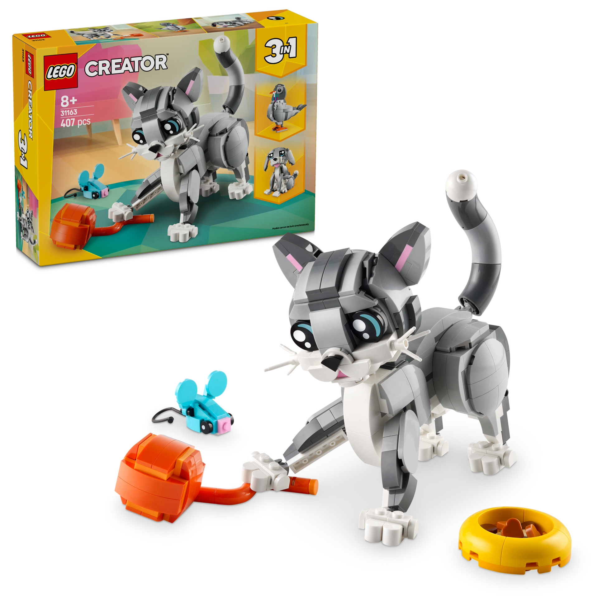 LEGO® Creator 3’ü 1 Arada Oyunbaz Kedi Hayvanlı Oyun Seti 31163