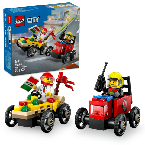 LEGO® City Pizza Arabası İtfaiye Kamyonuna Karşı Yarış Arabası Paketi Yarış Seti 60458