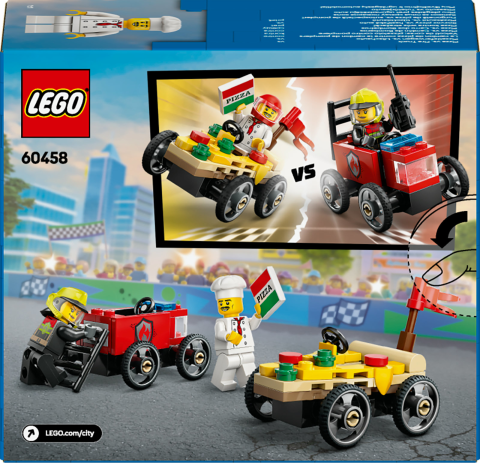 LEGO® City Pizza Arabası İtfaiye Kamyonuna Karşı Yarış Arabası Paketi Yarış Seti 60458